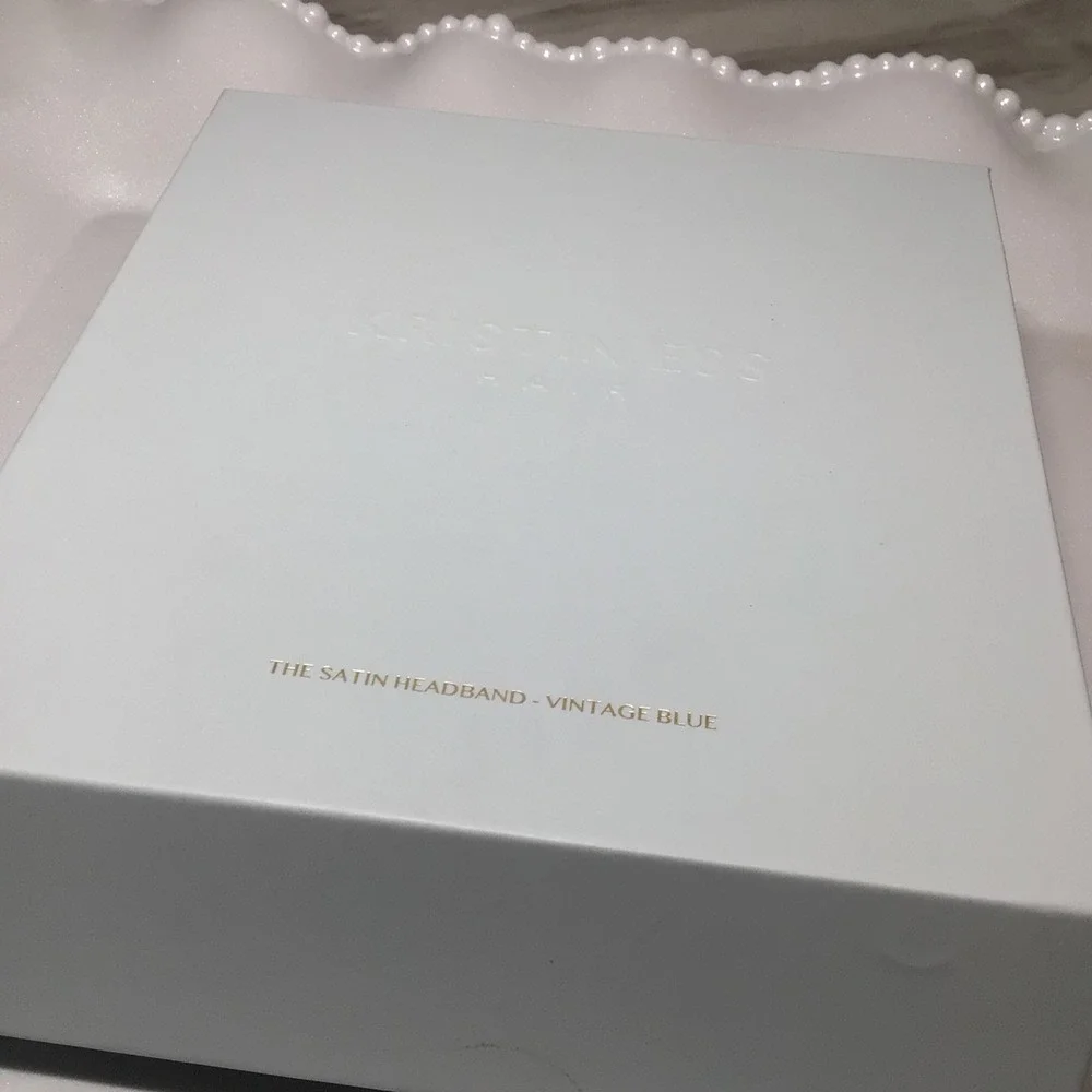 Kristin Ess Satin Headband Vintage Blue With Gift Box-something blue-old money